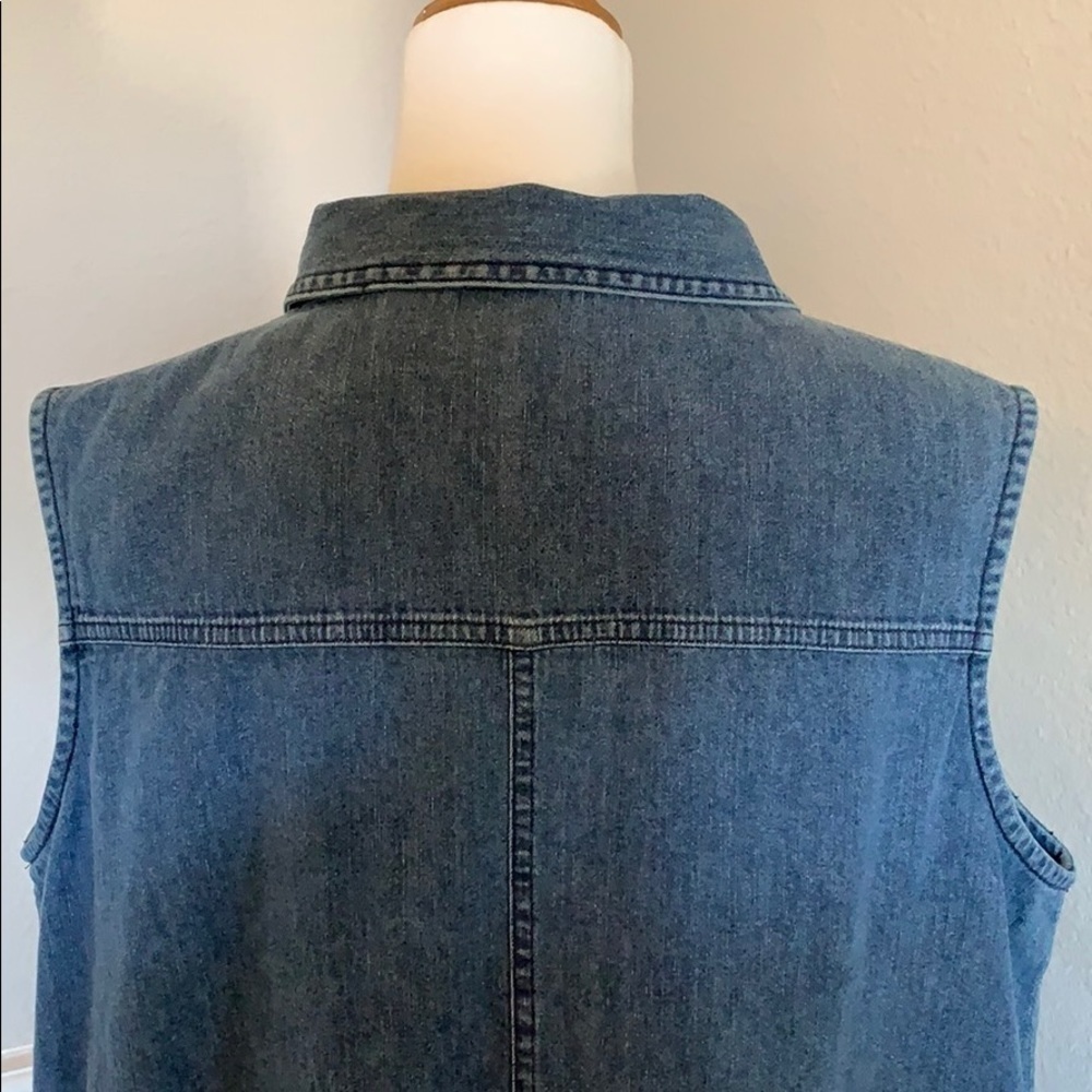 BABY & Me Sleeveless Denim Maternity Top Sz L - Picture 6 of 7